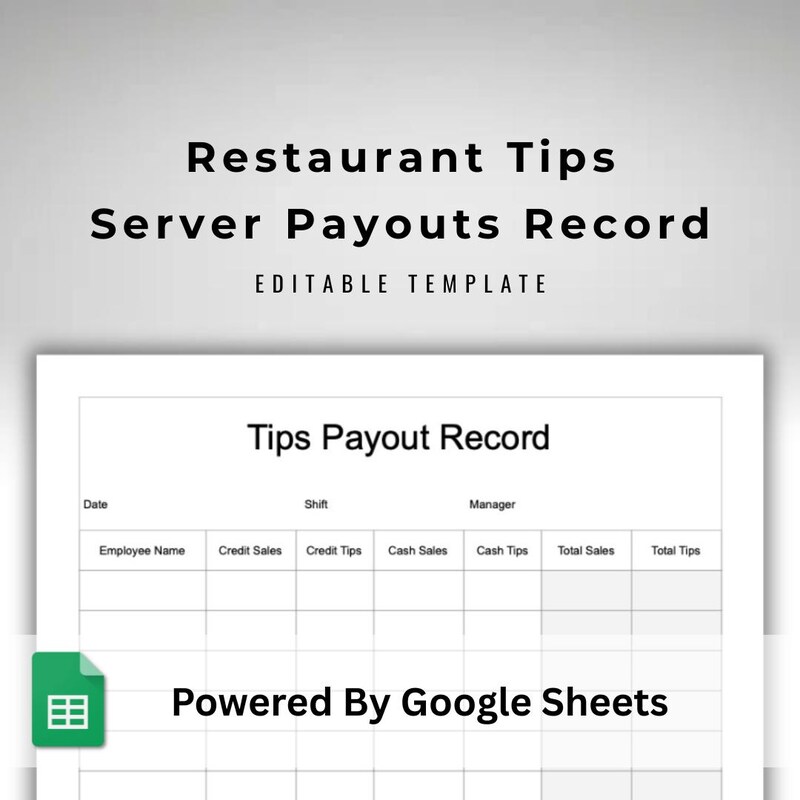 Server Tip Out Sheet - Etsy