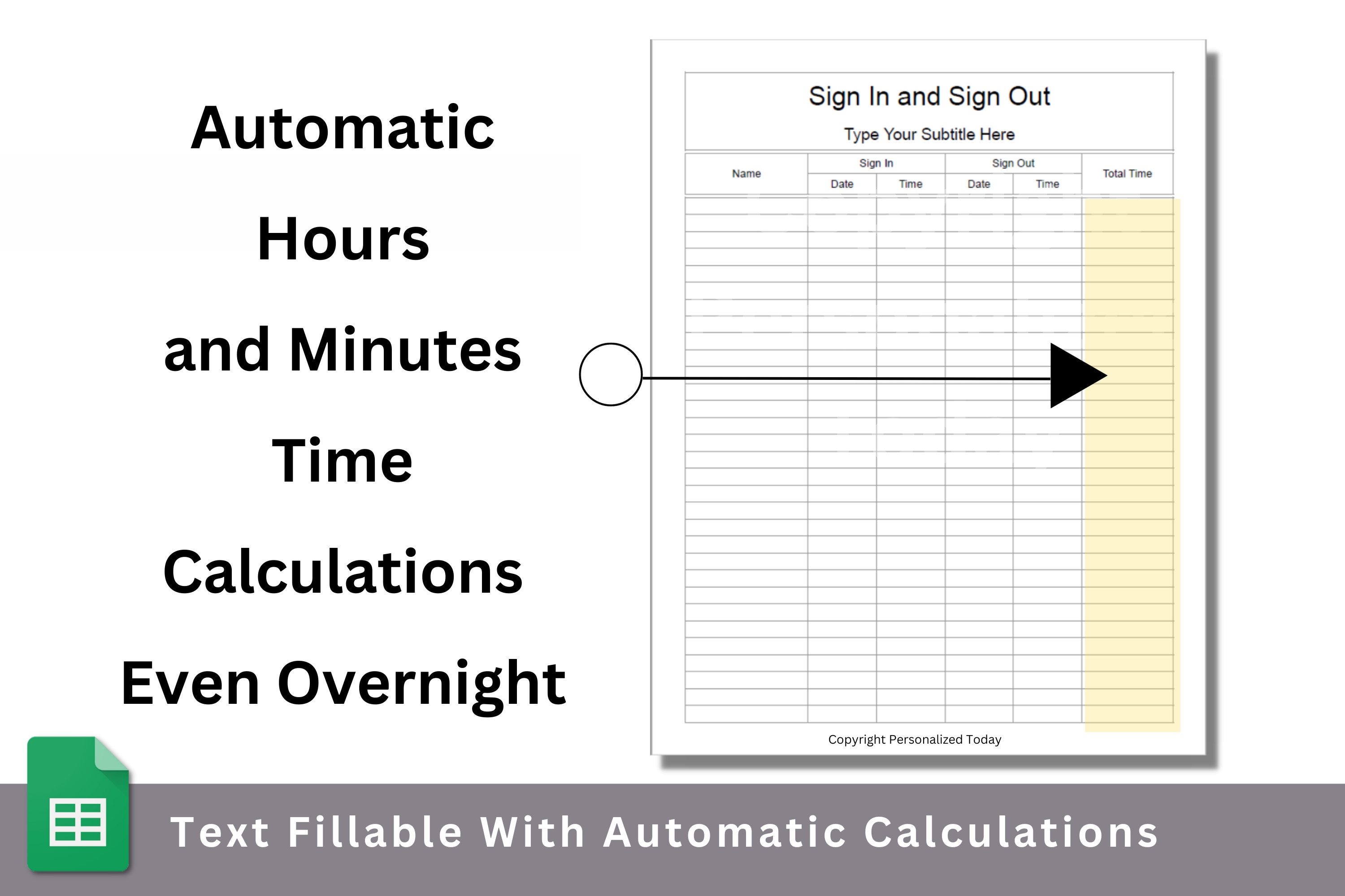 Simple Sign in and Sign Out Time Sheet Form Clock in and Out Auto ...