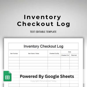Inventory Sign Out Stock Check Out Borrowing Tracker Business Assets Log Editable Google Sheet Printable Digital Download Template US Letter