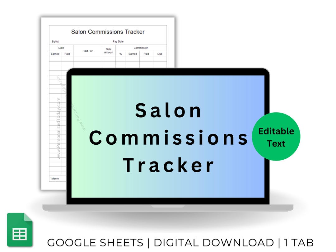 Editable Google Sheets Salon Commission Tracker - Stylist Revenue Share ...