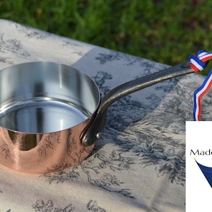 NKC Kopparkastrull: Tennfodrad, Järnhandtag, Tillverkad i Frankrike, 14 cm