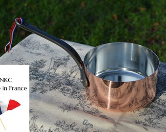 NKC Copper Saucepan: Tin Lined, Iron Handle, Made in France
