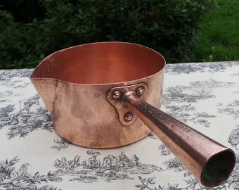 Matfer 1.7mm Vintage Copper Pan Patisserie Pan Hollow Handle Sugar Pan Nougat Pan Super Professional Traditional Spout 20.5cm Big Sugar Pan