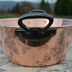 Nueva olla para mermelada de cobre NKC de 28 cm de Normandy Kitchen. Olla para mermelada de cobre de 28 cm con asas de hierro de 11 pulgadas. Nueva olla de cobre Normandy Kitchen.