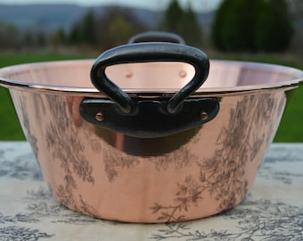 Neue NKC 28 cm Kupfer Marmelade Pfanne aus der Normandie Küche Kupfer Marmelade Gelee Pfanne 28 cm 11 &quot;Rolled Top Eisengriffe New Normandy Kitchen Copper