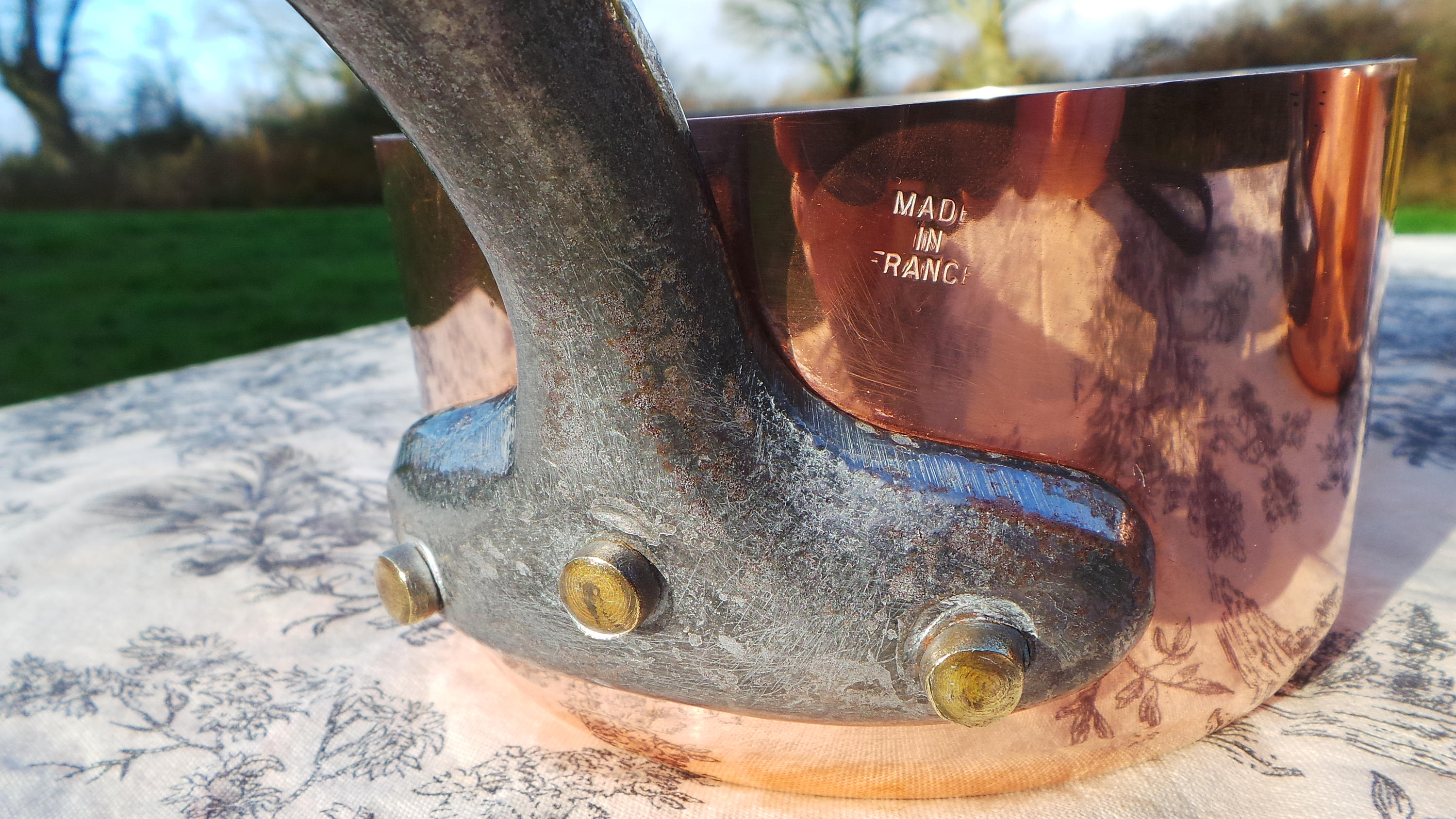 Two 1.8mm Copper Pans Vintage French Professional Steel Lined Heavy