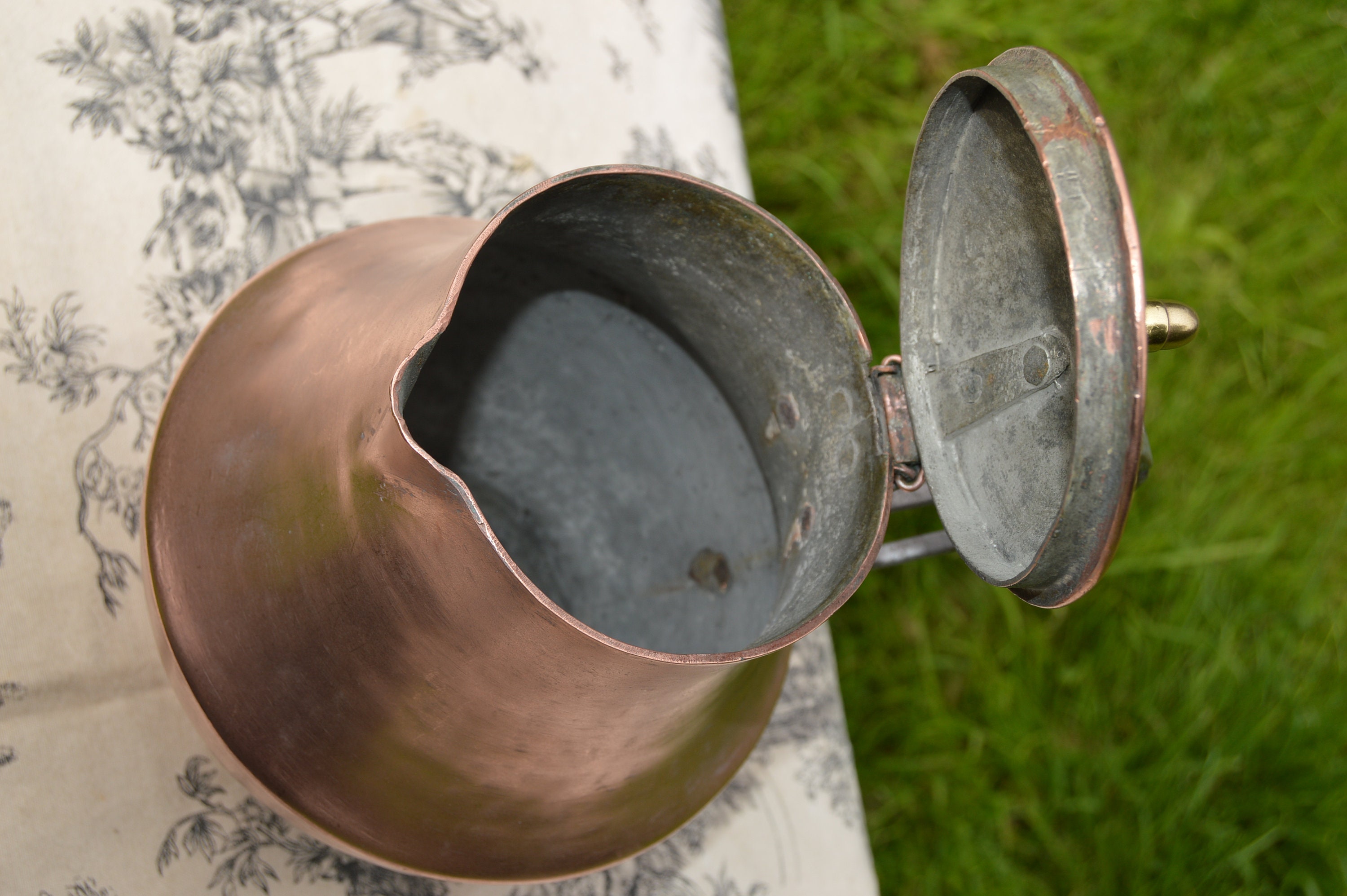 Reserved John Antique French Copper Jug and Lid Large Copper Pitcher