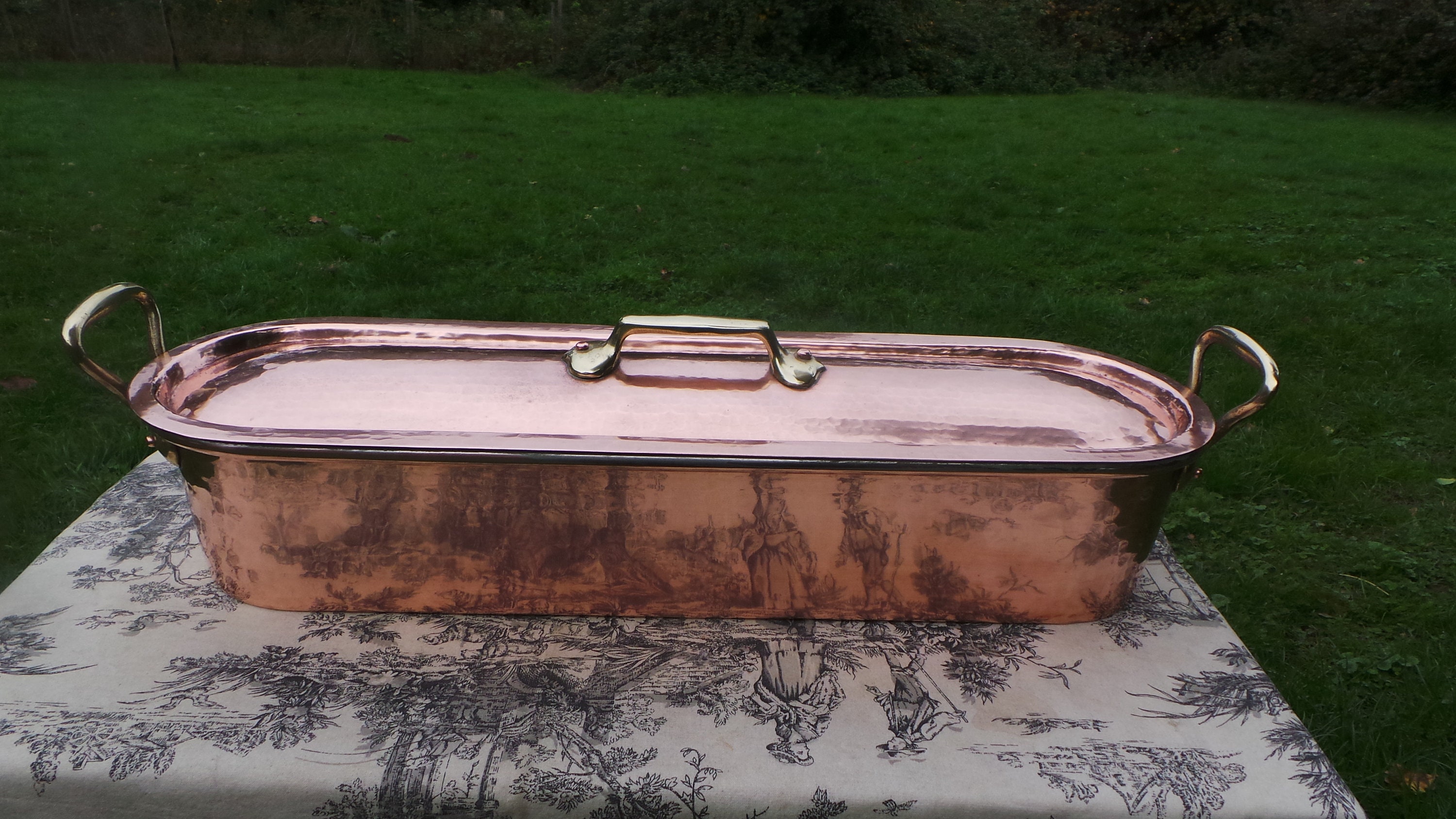 Old Dutch Solid Copper Fish Poacher with Stainless Steel Rack 744