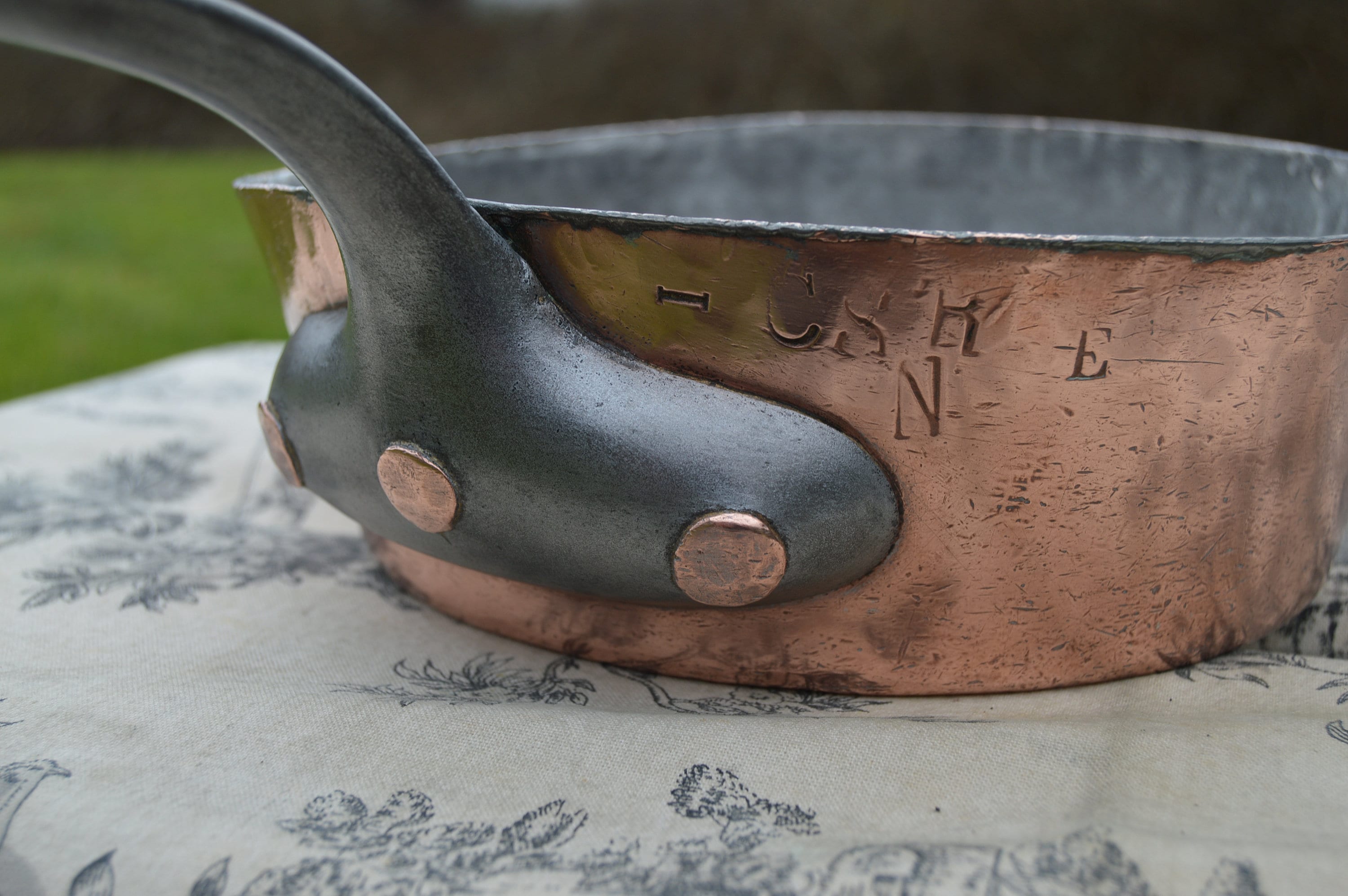 Copper Pot 2.5MM Antique Hammered French Copper Pan Refurbished