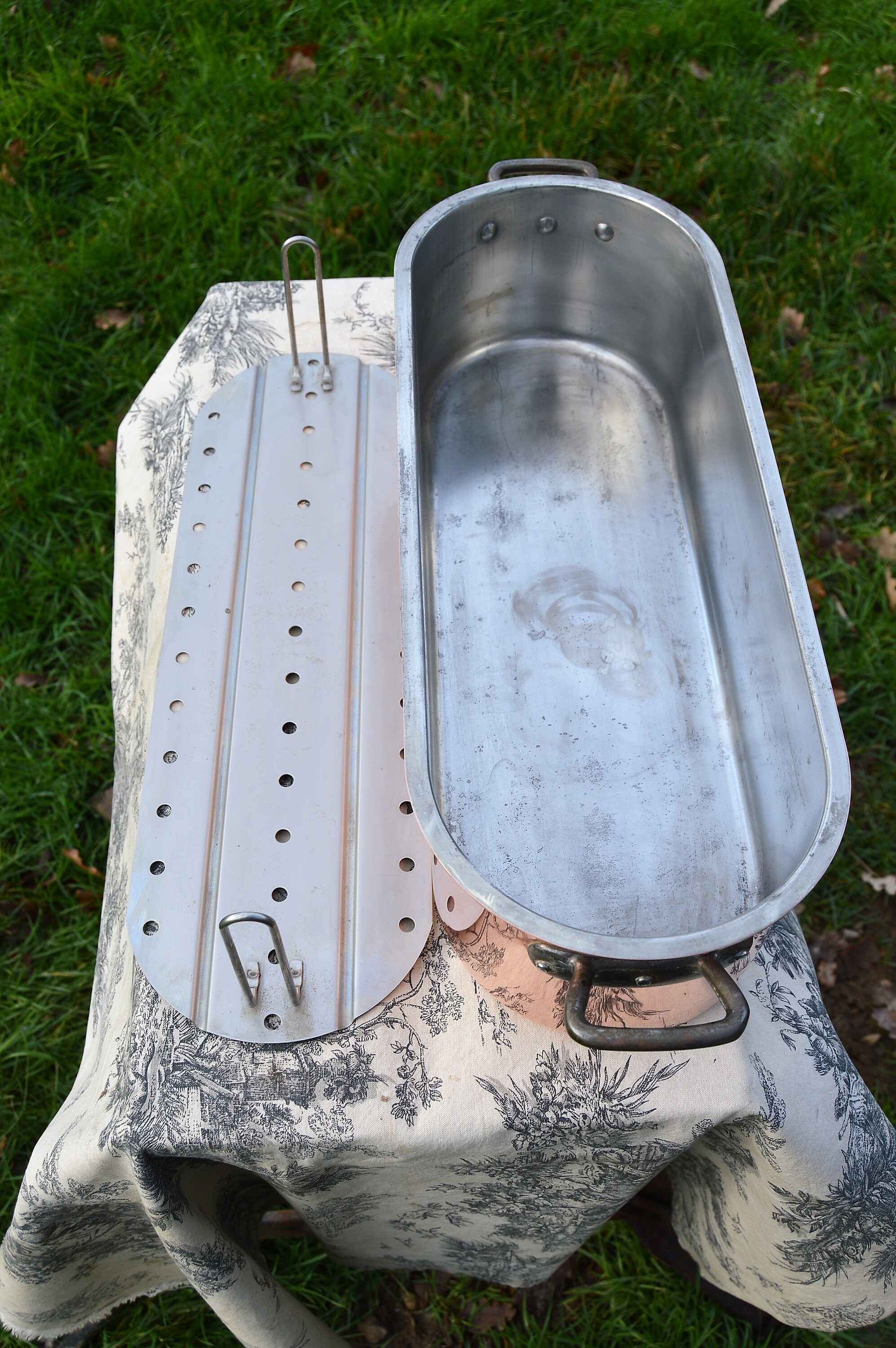 Solid Copper Fish Kettle Vintage French Copper Cast Iron Fish Poacher