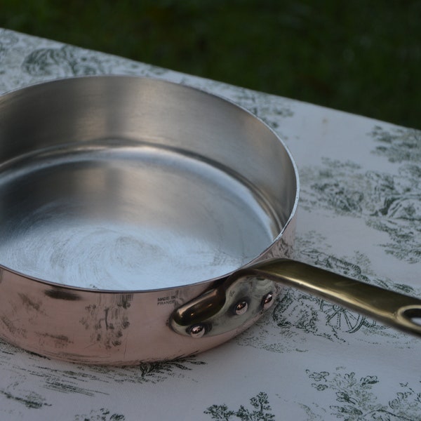 Villedieu Les Poeles Saute Fry Skillet Pan 20 cm Made in France timbrato vintage francese pentola in rame manico in bronzo 3 rivetti in rame 1,7 mm