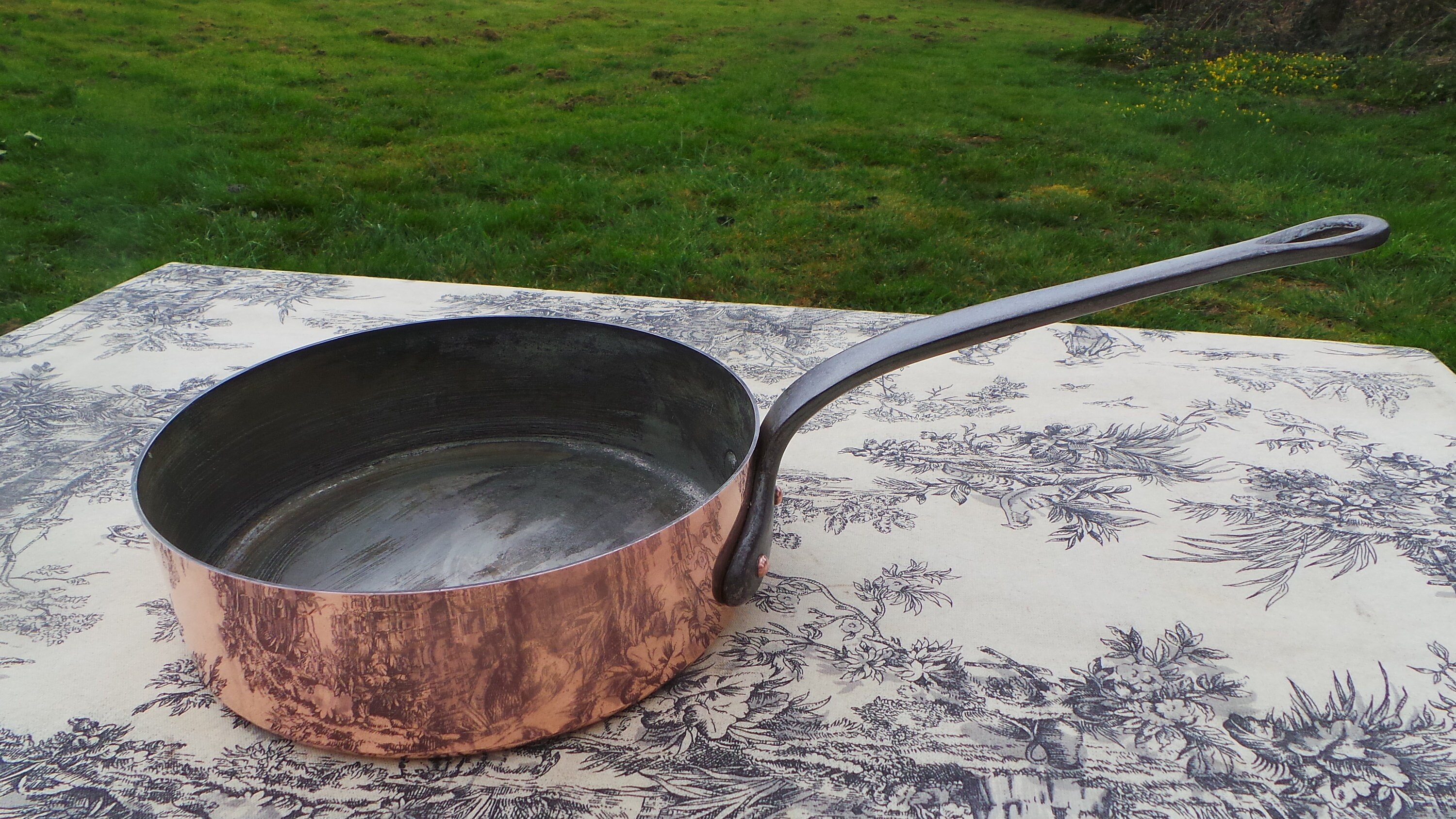Copper Saute Pan Solid French Vintage Copper Pan 20cm 8 1.4mm Cast Iron