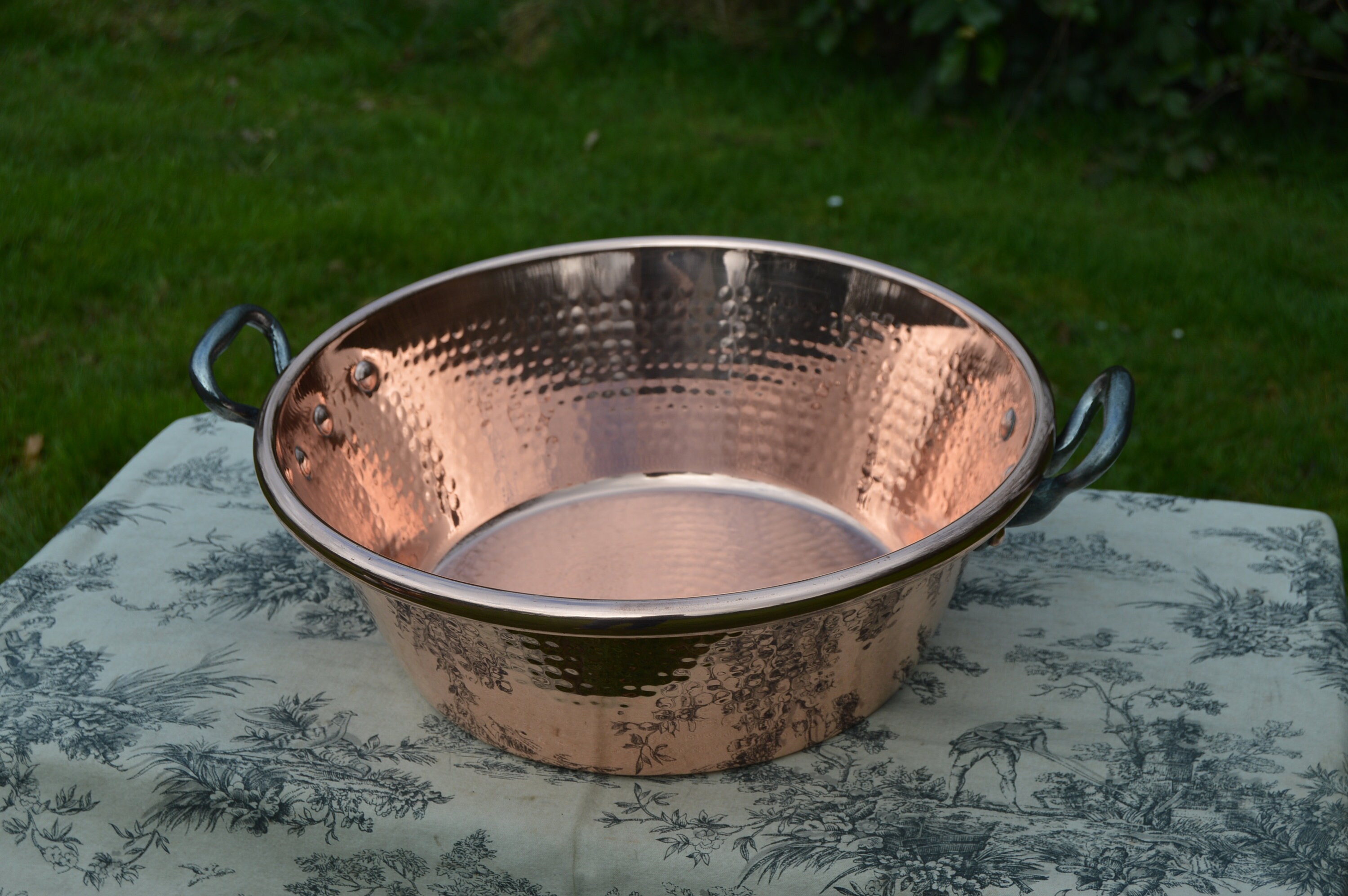 Vintage Copper Jam Pan Hammered Professional CVD 40cm Rolled Top 3.3