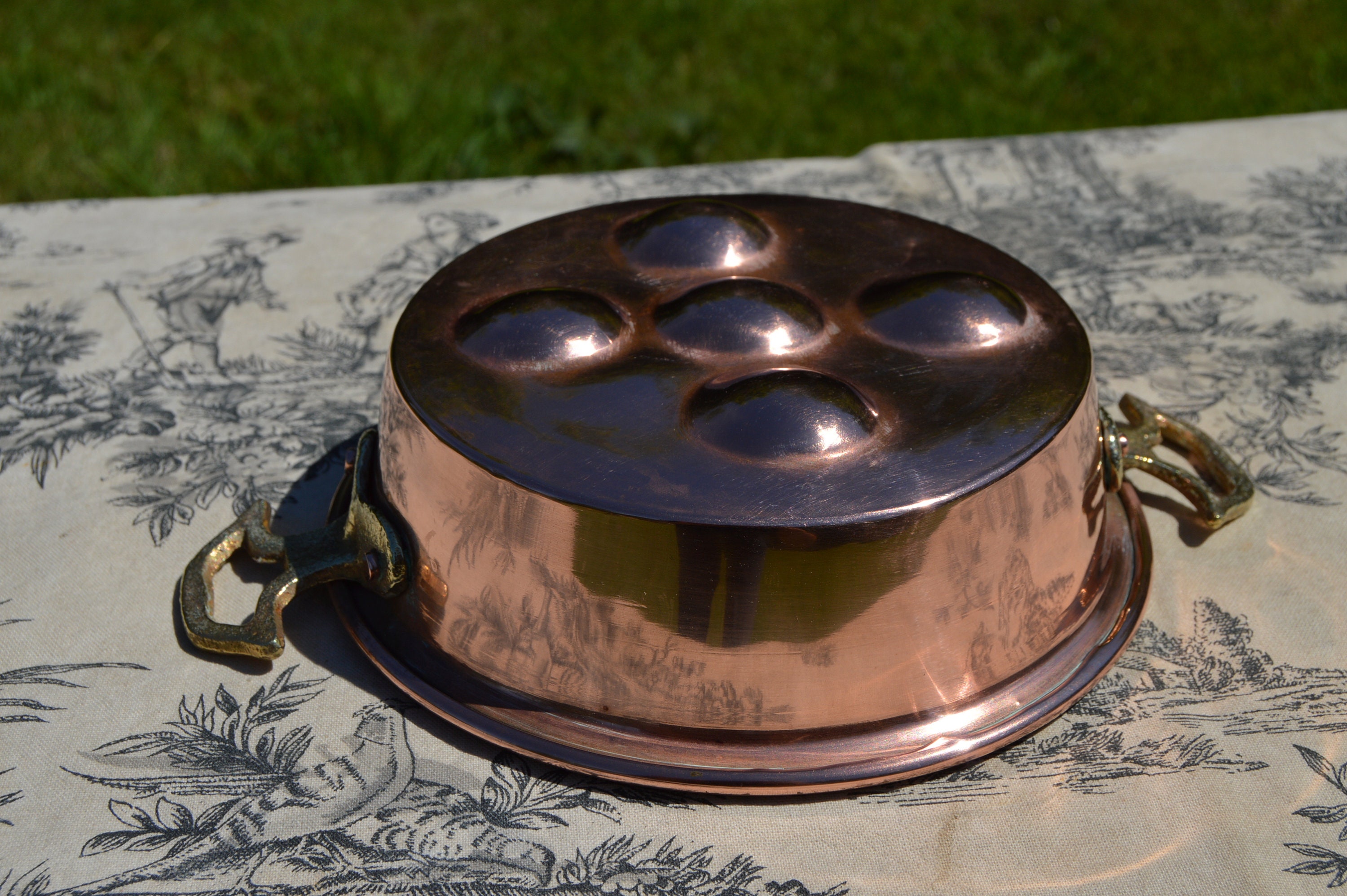 Copper Pan French Copper Au Gratin Snail Pan Egg Pan Apple Vintage Copper Dish Round 14.5cm 5 3/