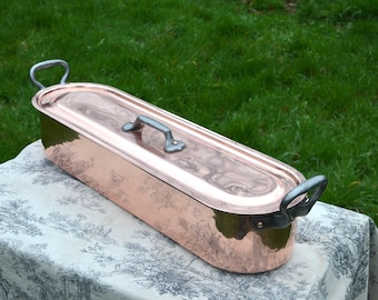 Solid Copper Fish Kettle with Insert – Vintage French Atelier du Cuivre Poacher Factory Tin