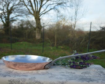 Hand-Wiped Tin Copper Frying Pan - Villedieu French Skillet 26cm