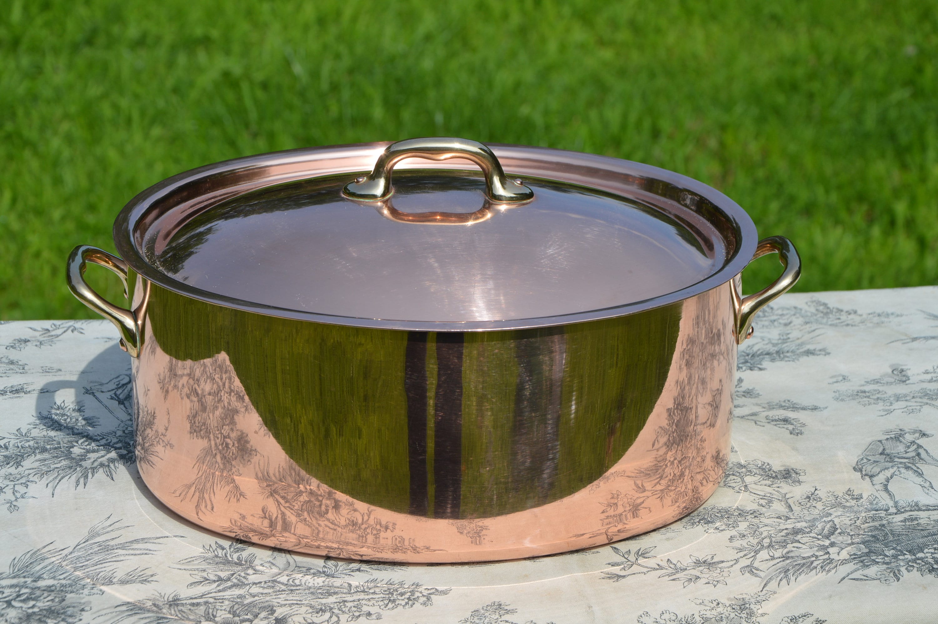 Reserved French Antique Copper 50cm MASSIVE Rondeau Pot Marmite Ragout  Faitout BIG Pan Good Tin Refurbished All Solid Copper Quality Pot