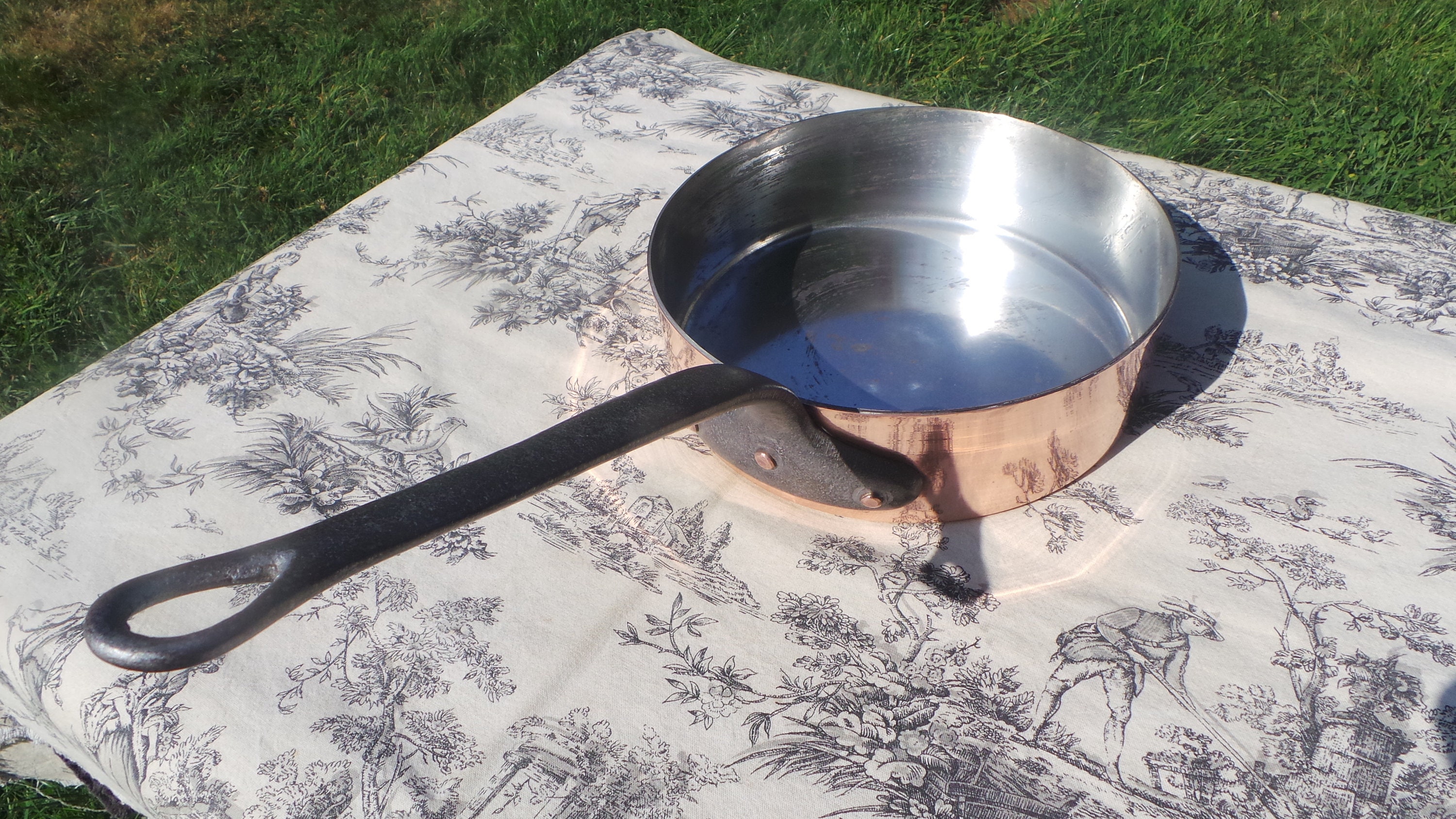 French Copper Saute Pan 24cm 2.1MM Copper Pan Lovely Tin Interior