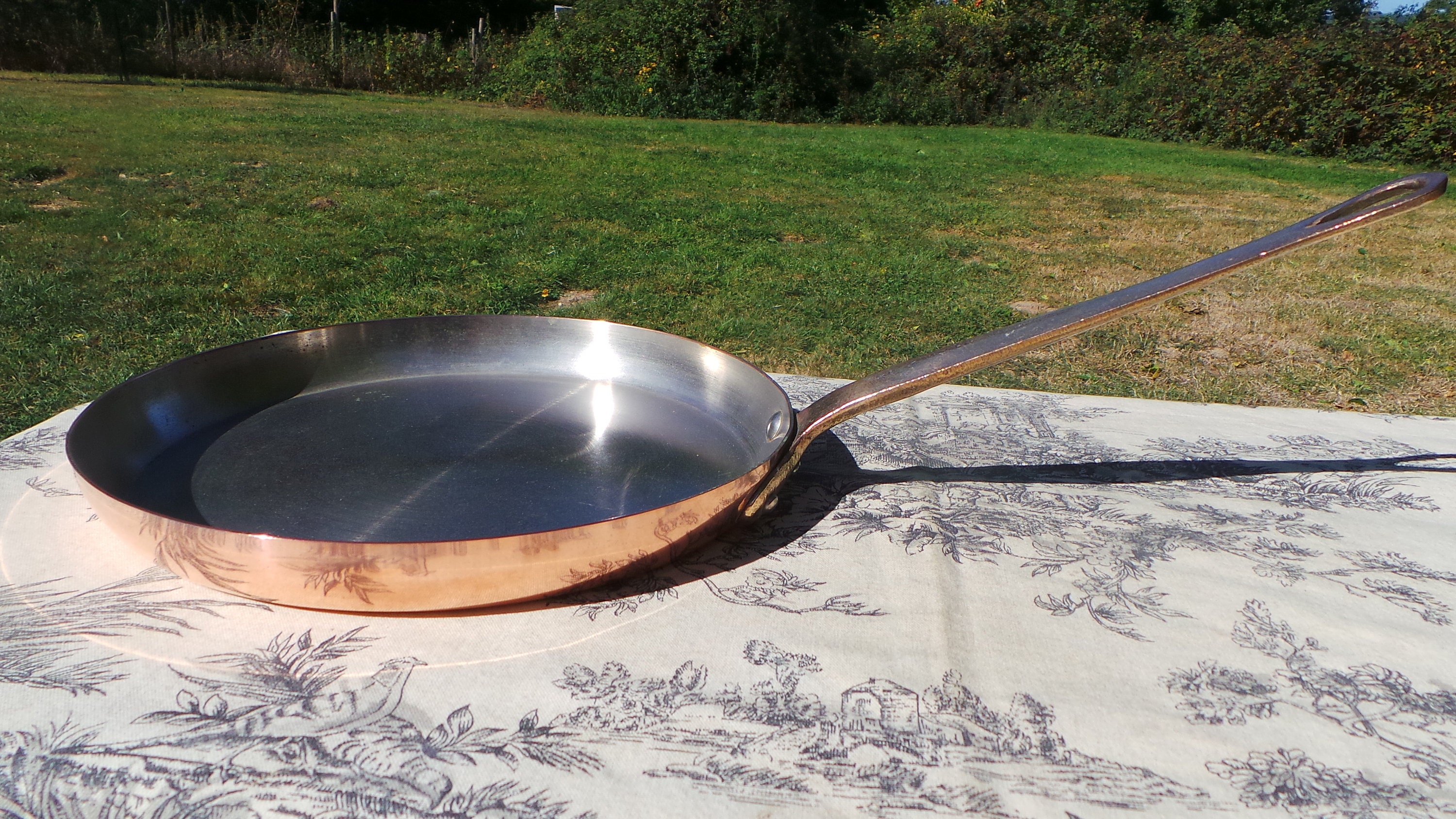 Copper Pancake Pan Crepe Pan Villedieu Vintage French Copper Three