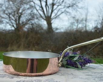 Poêle à sauter Les Poeles 20 cm 20 cm Made in France estampée vintage Français casserole en cuivre poignée bronze 3 rivets en cuivre 1,8 mm