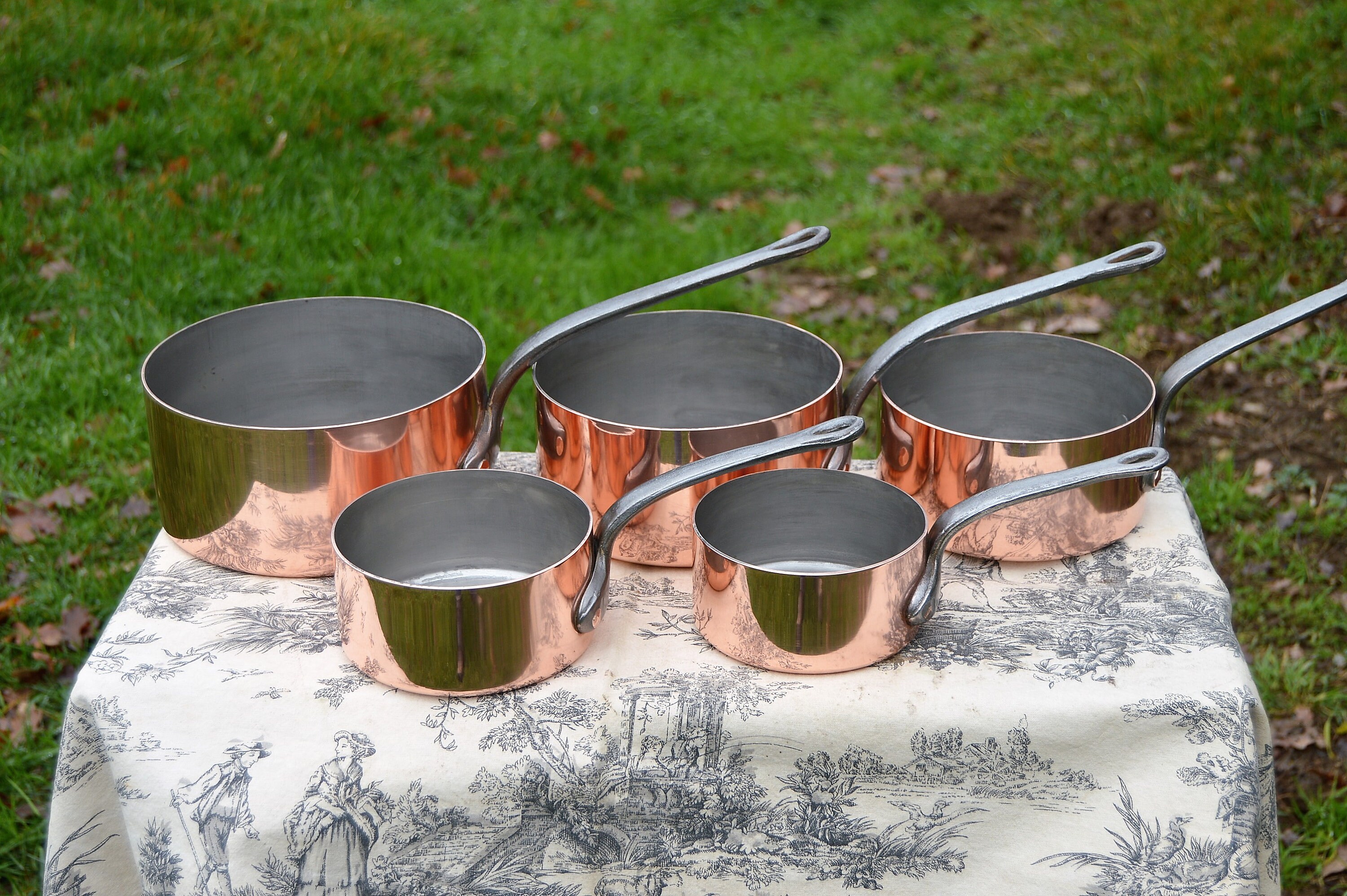 Vintage Copper Pans 1.41.6mm Set Five Graduated French Copper Pans