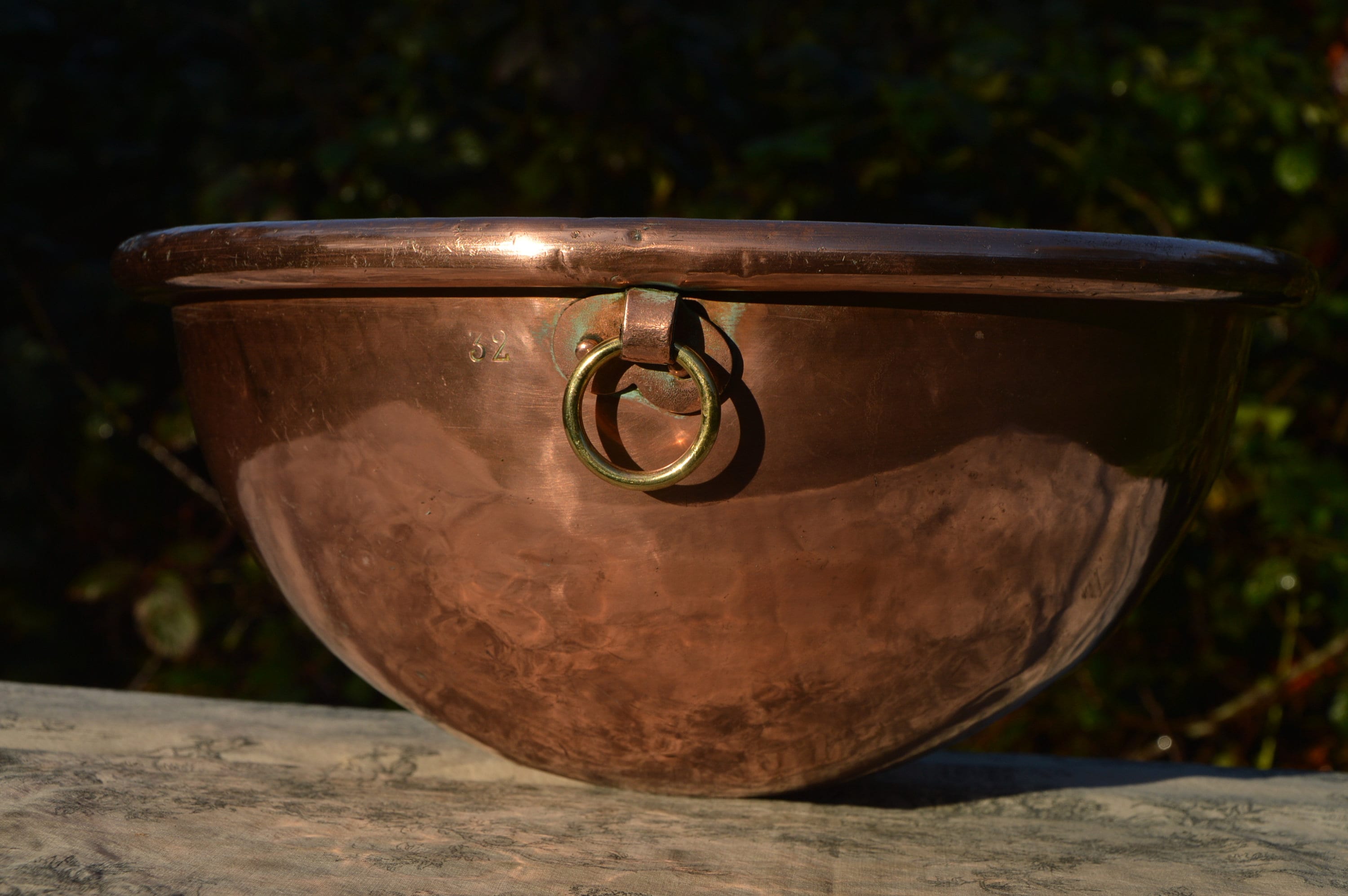 Pierre Vergnes 31cm Copper Mixing Bowl -One Brass Handle