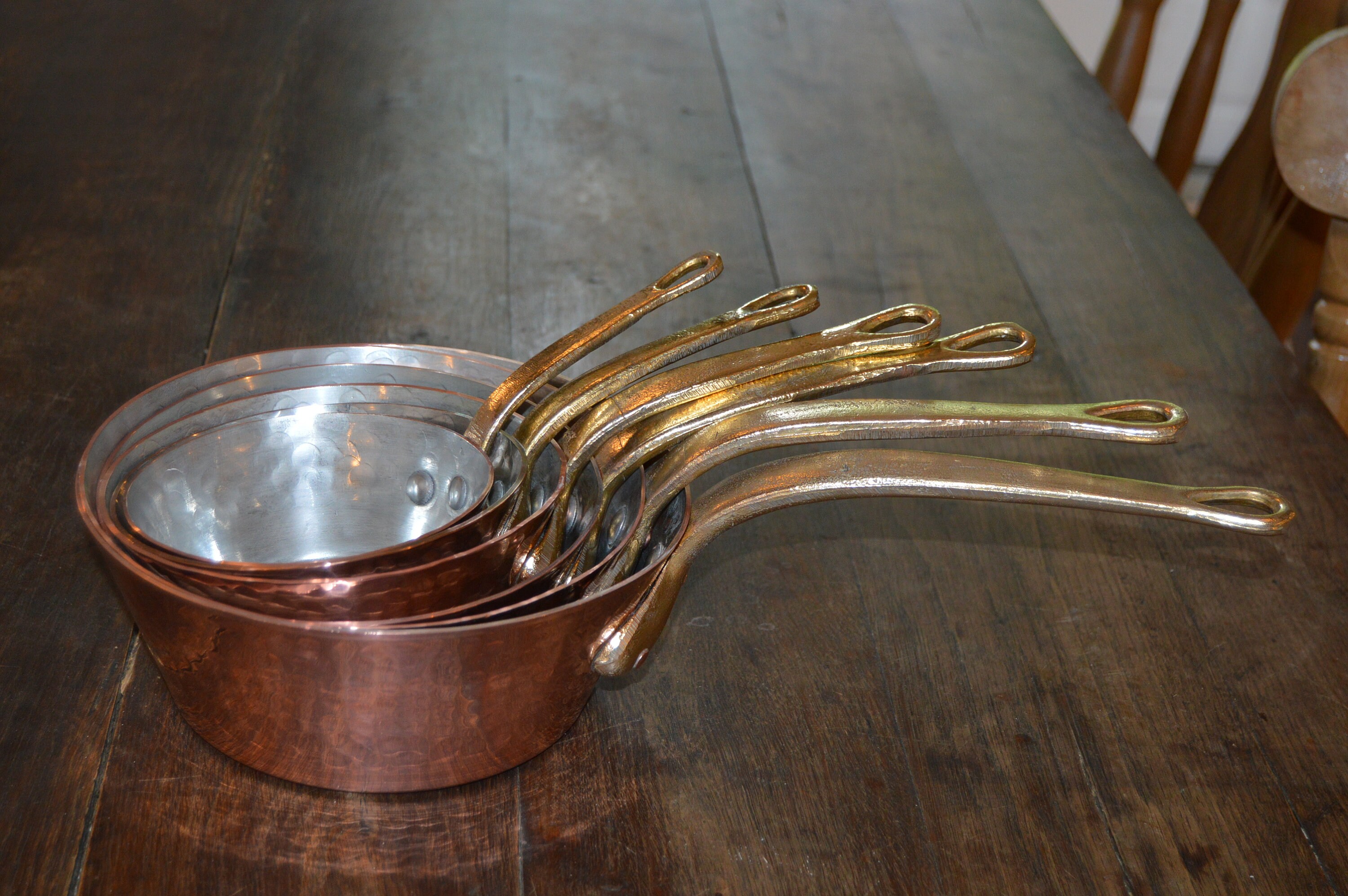 Nick Set of Six Copper Pans 1.62mm Vintage French Professional Windsor