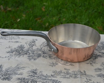 Copper Pan Sauteuse Évasée French Vintage Nickel Lined Windsor Pot 20 cm 8 inches Professional Small Durable Ex Restaurant Pan