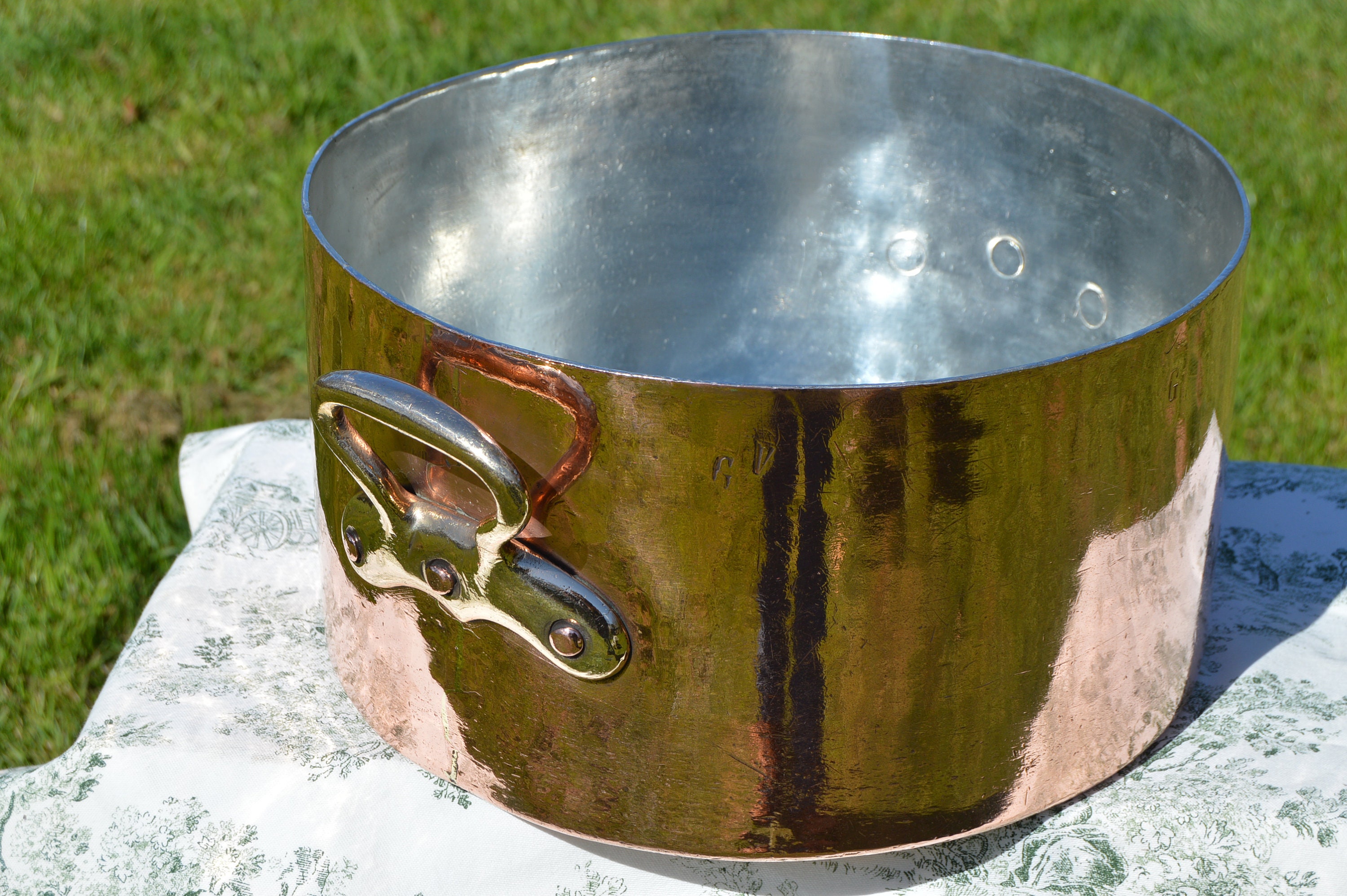 Dehillerin French Antique 3.3mm Copper 36cm Rondeau Pot Marmite Ragout  Faitout BIG Pan New Tin Castelated Joints Copper Quality Pot