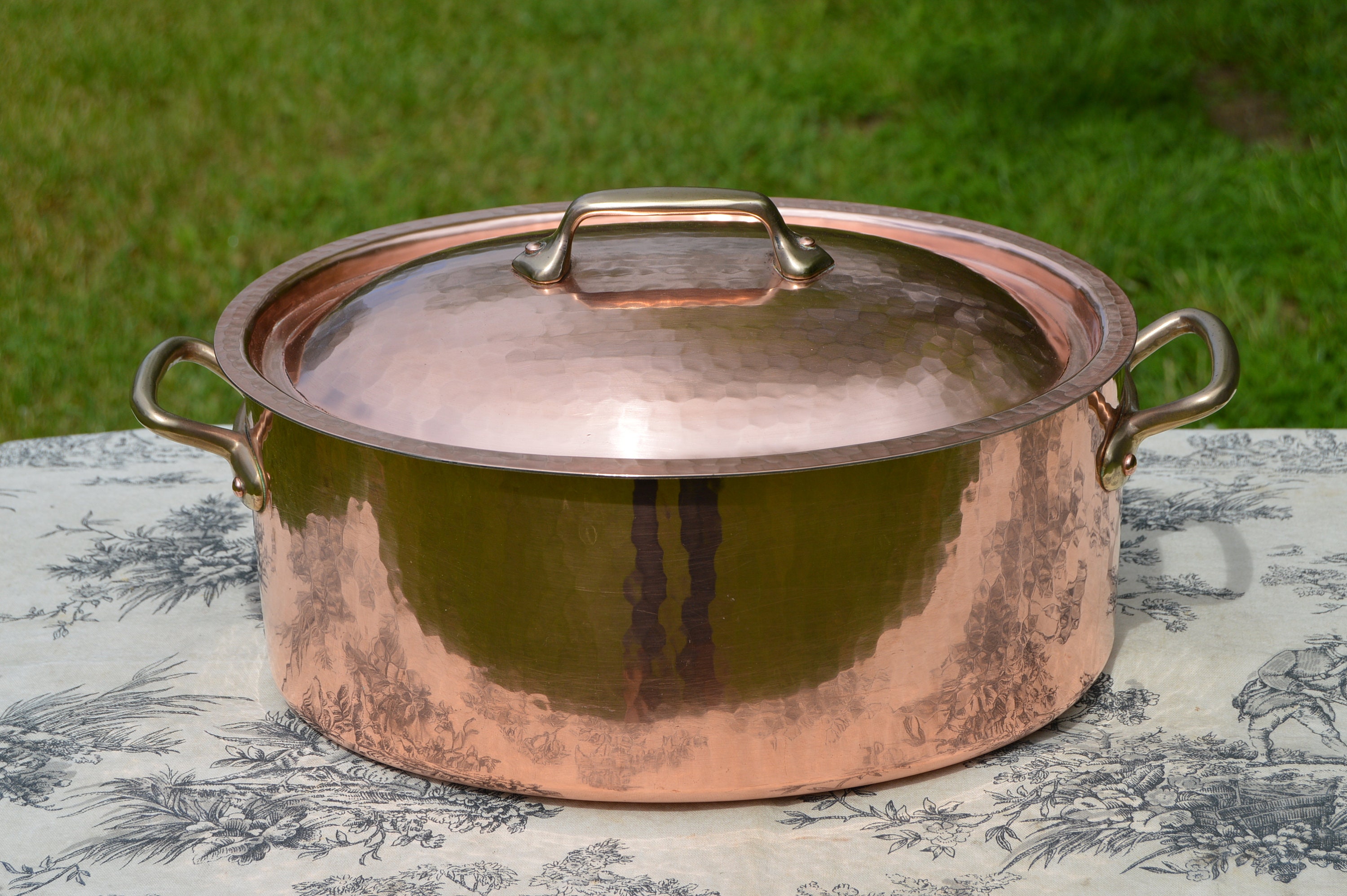 Vintage Copper Pan Casserole 1.4mm France Made BIG Oval Villedieu 30cm