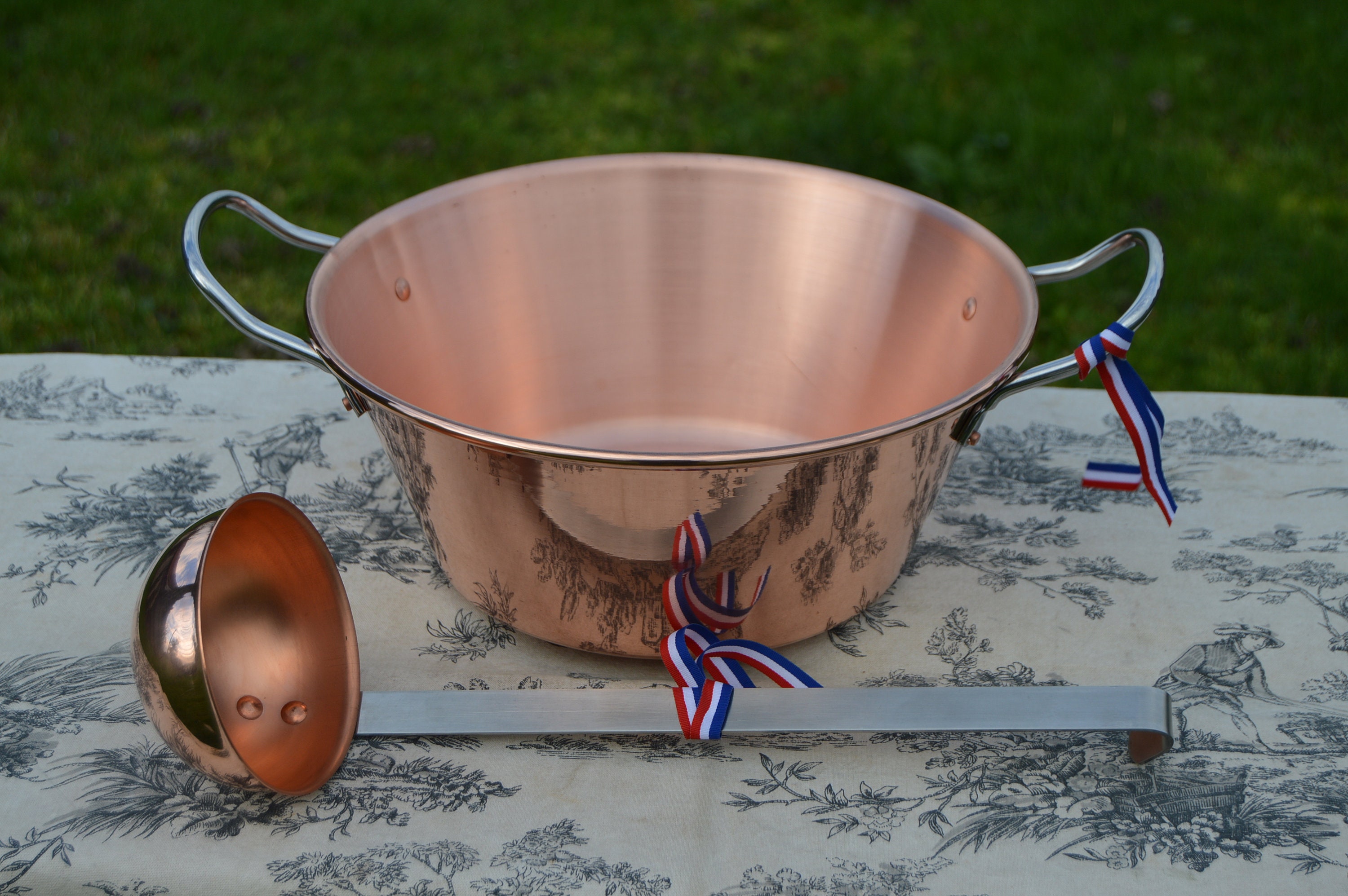 Nouveau Nkc 28 cm Copper Jam Pan + Ladle de Normandy Kitchen Jelly 11 Roulé Top Poignées en Acier In