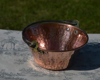 Small Jam Cauldron Jam Pan French Vintage Copper Apple Butter Jelly Preserves Pot Normandy Kitchen  Cast Iron Handle