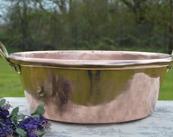 Antique Dehillerin Jam Pan Copper Pan Preserves French Vintage Jelly Confiture Pan Bronze Handles 41cm 16 1/8" 3.57 Kilos Side Pin Hole