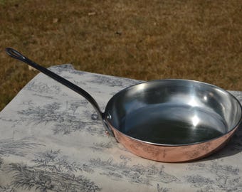 2.6mm Copper Frying Pan Skillet Saute Professional Vintage French New Hand Wiped Tin Lining by Bill Cox