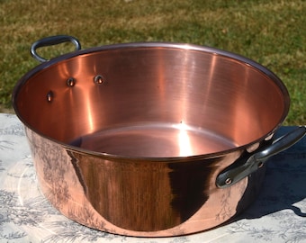 Jam Pan Antique Copper Professional Jelly Pan 37.5cm Thick 1.8mm 3.9 kilos 8 lbs 10.4 oz Copper Cast Iron Handles