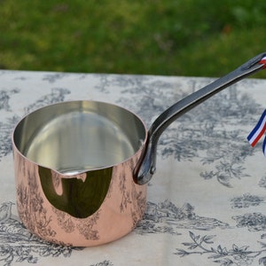Neuer NKC Kupfertopf Saucière Caneles Butterpfanne Milchpfanne Normandie Küche Kupfer Patissier Topf 11 cm 4 1/4 &quot;Zinn ausgekleidet Pfanne mit Auslauf