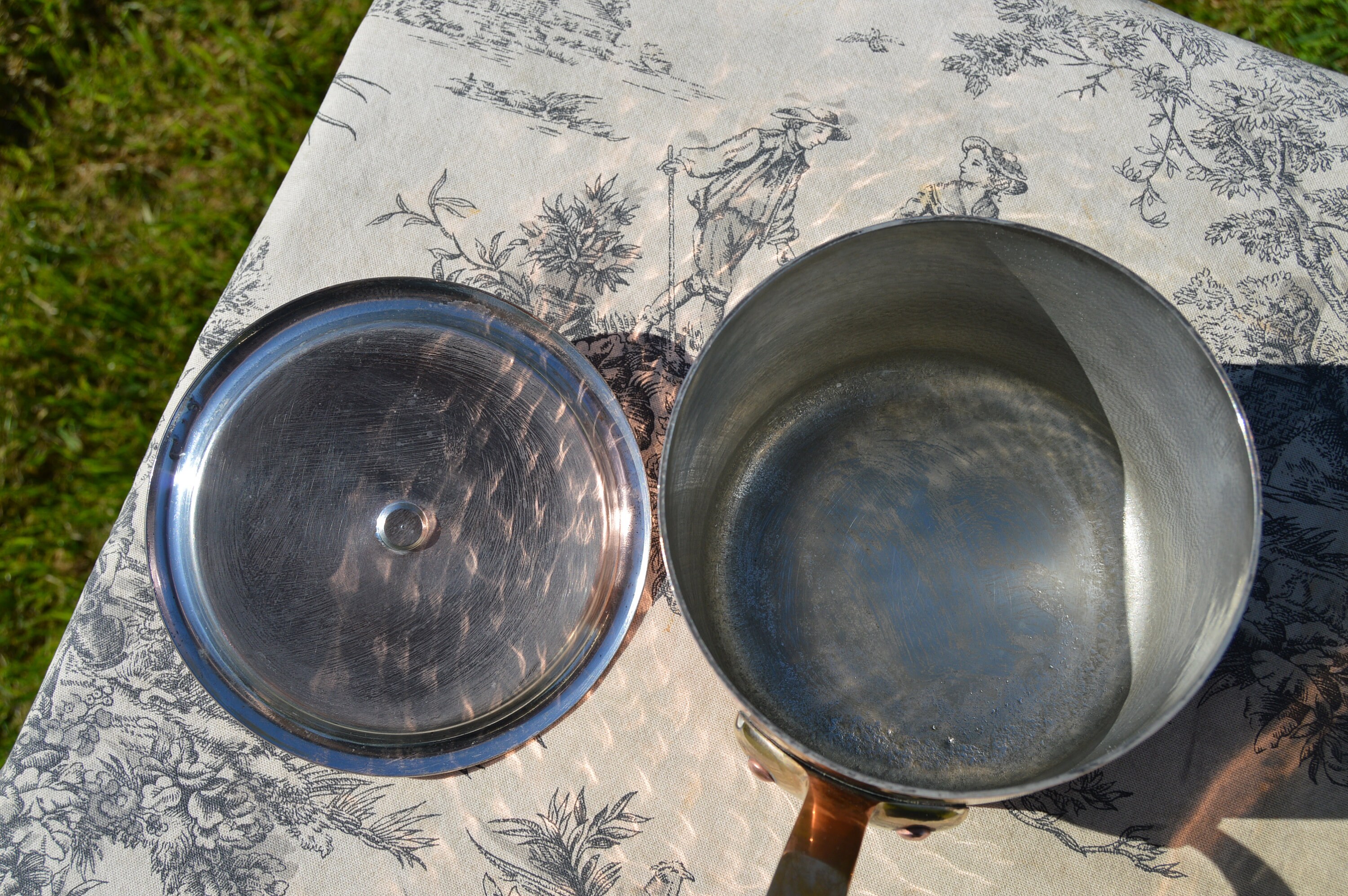 Vintage French Copper Bain Marie Double Boiler 1mm Hoop Tin Lined High