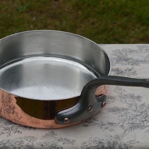 2.7mm Copper Pan 24cm 9 1/2&quot; New Hand Wiped Tin Superb Vintage Sauté French Copper Professional Pan 2.7mm Saute Professional Classic Fry