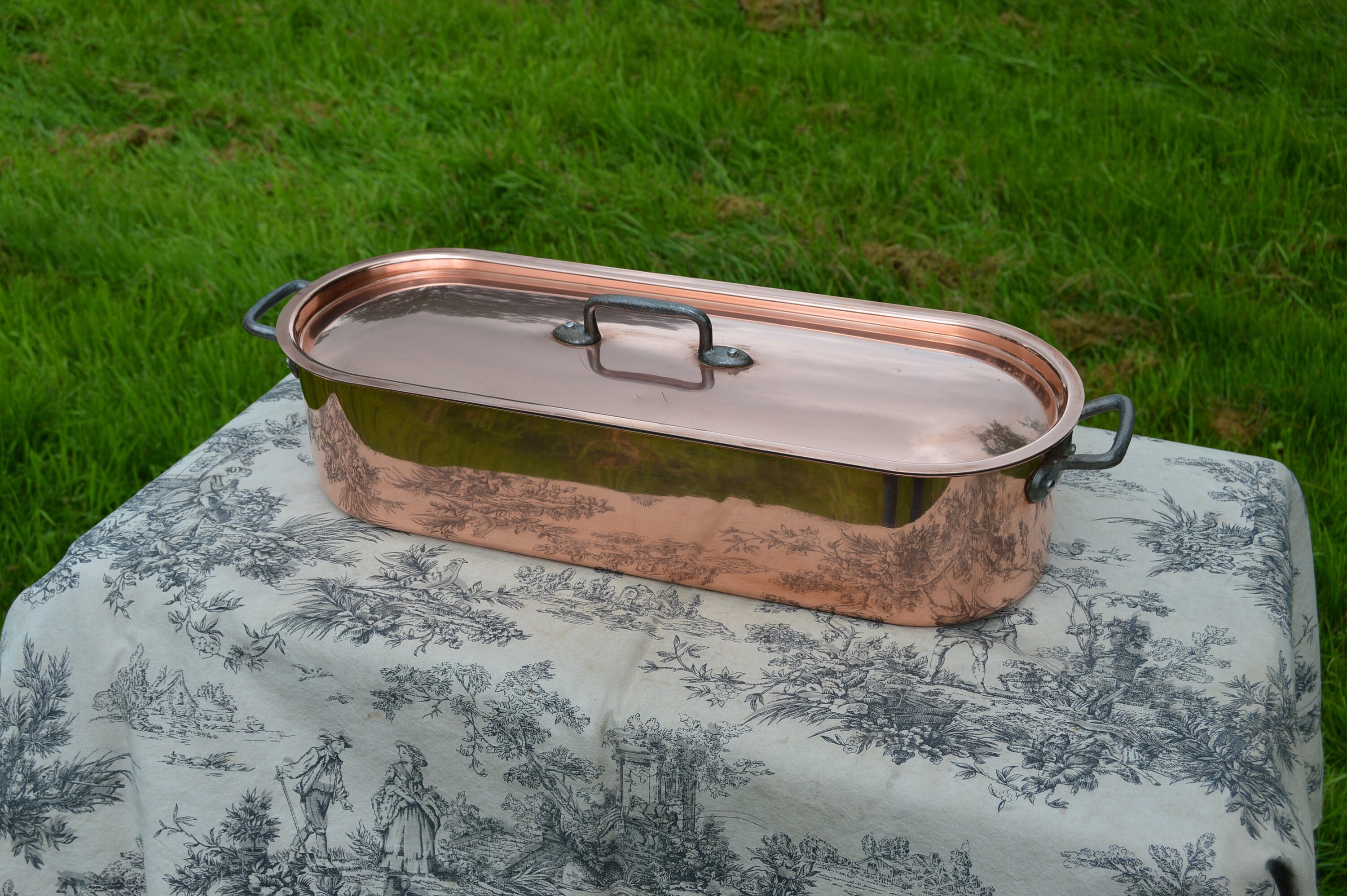 Vintage Fish Kettle Solid Copper Vintage French Copper Cast Iron Fish