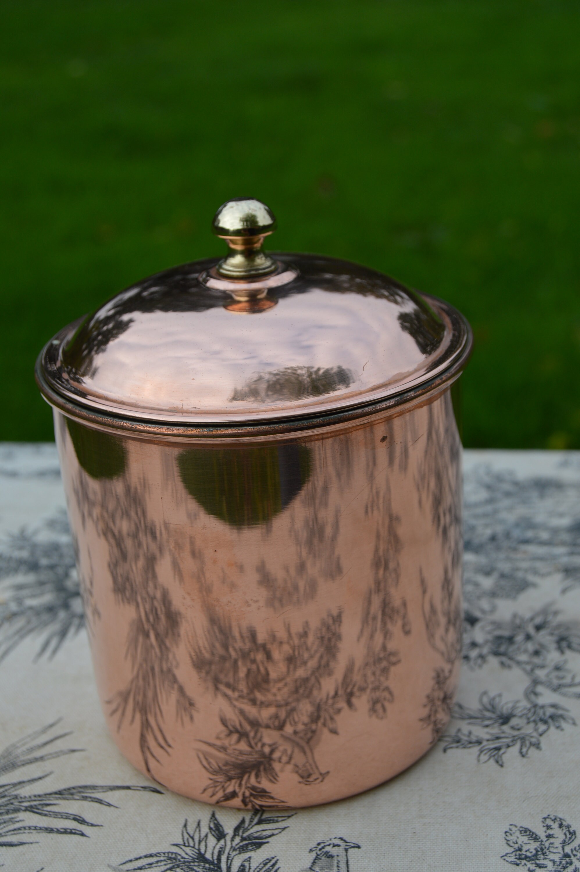 Three Vintage Copper Canister Containers Good Lids Clean Interiors