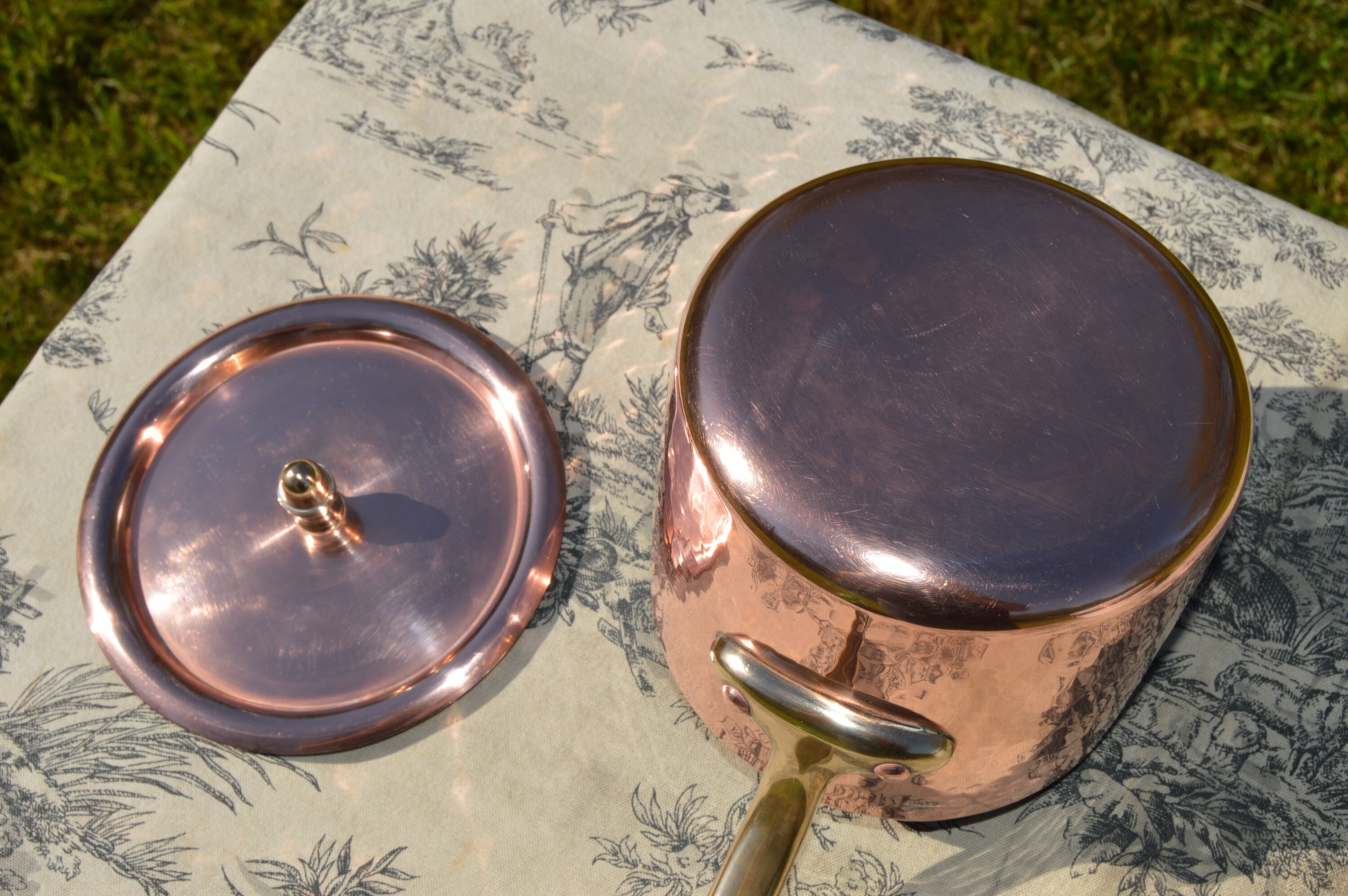Vintage French Copper Bain Marie Double Boiler 1mm Hoop Tin Lined High