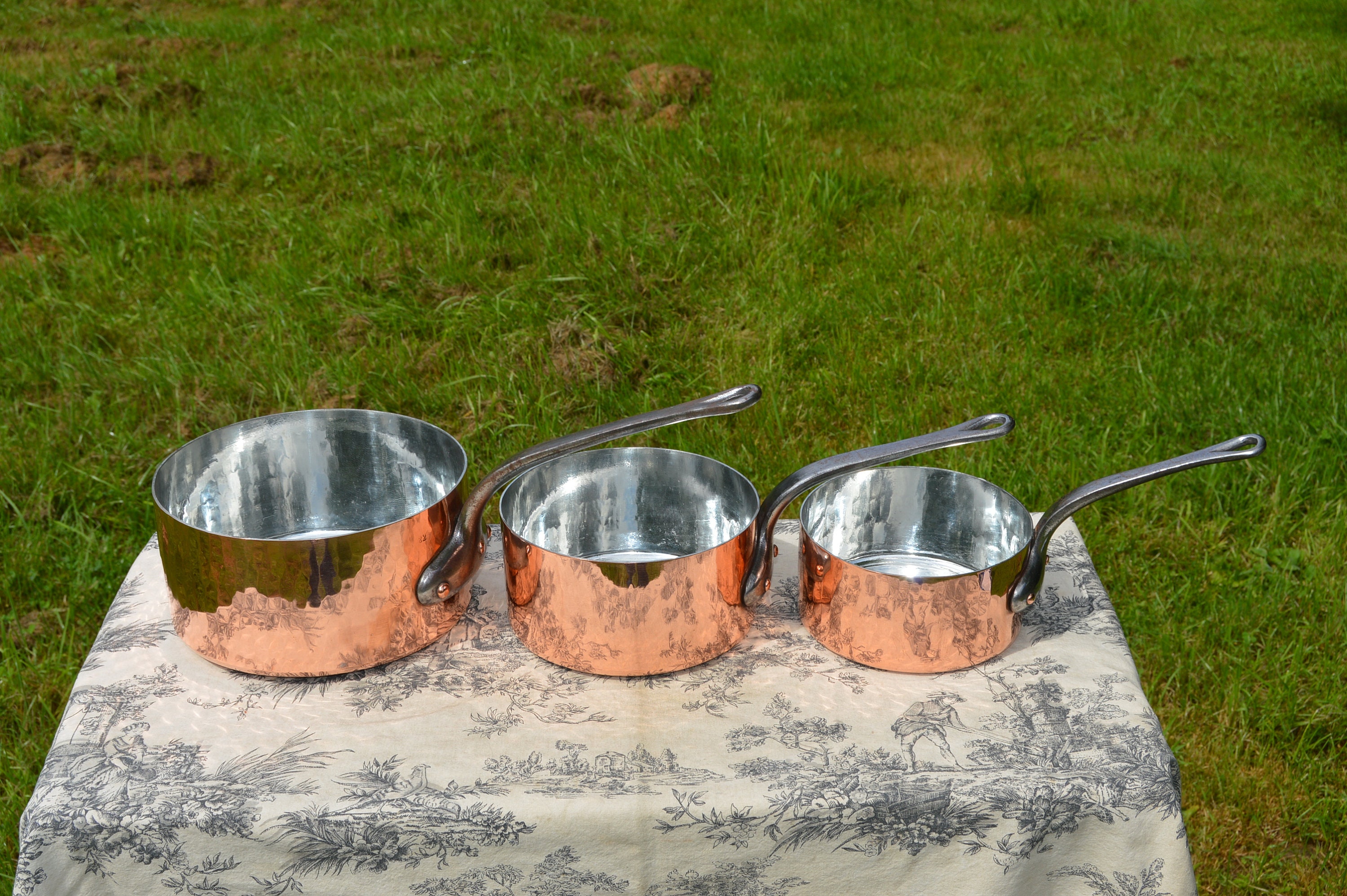 Vintage French Copper Pans 1.61.9mm Three Pan Set Made in France New