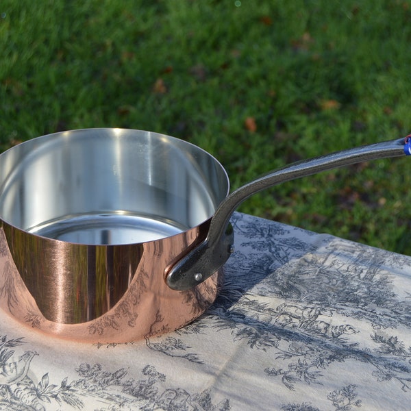 20cm New NKC Copper Pan Tin Lined Normandy Kitchen Big Copper Saucepan Iron Handles Steel Rivets Made in France Perfect 1mm 20cm 8 inch Pan