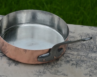 Antique Copper Pan Sauté French Copper Professional Saute Pan 1.5mm New Tin Professional 22cm 8 5/8 inch Classic Beautiful Saute Pan