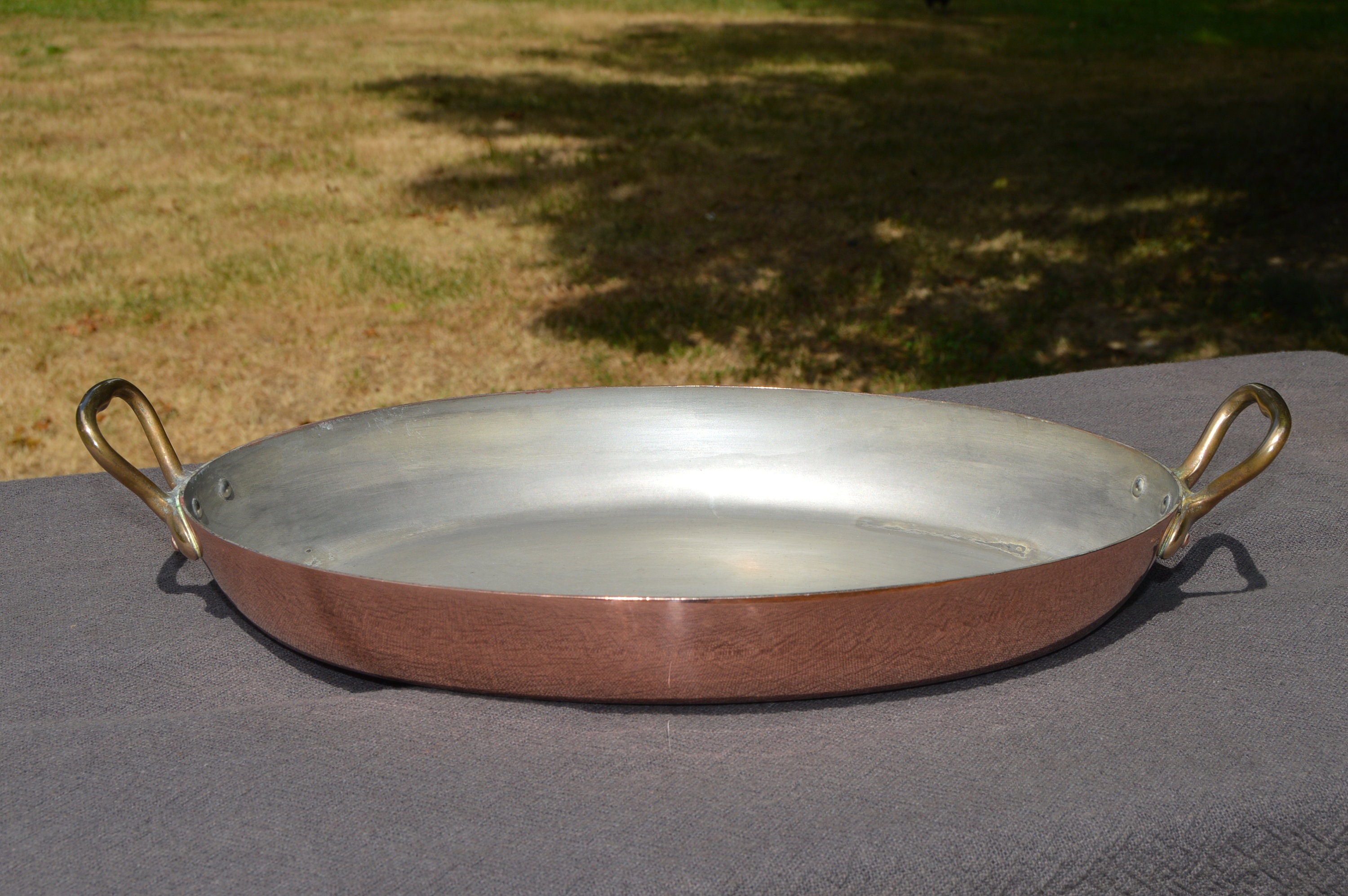Large Gratin Pan French Copper Pan Good Size Vintage Good Tin Oven Dish large-gratin-pan-french-copper-pan-good-size-vintage-good-tin-oven-dish