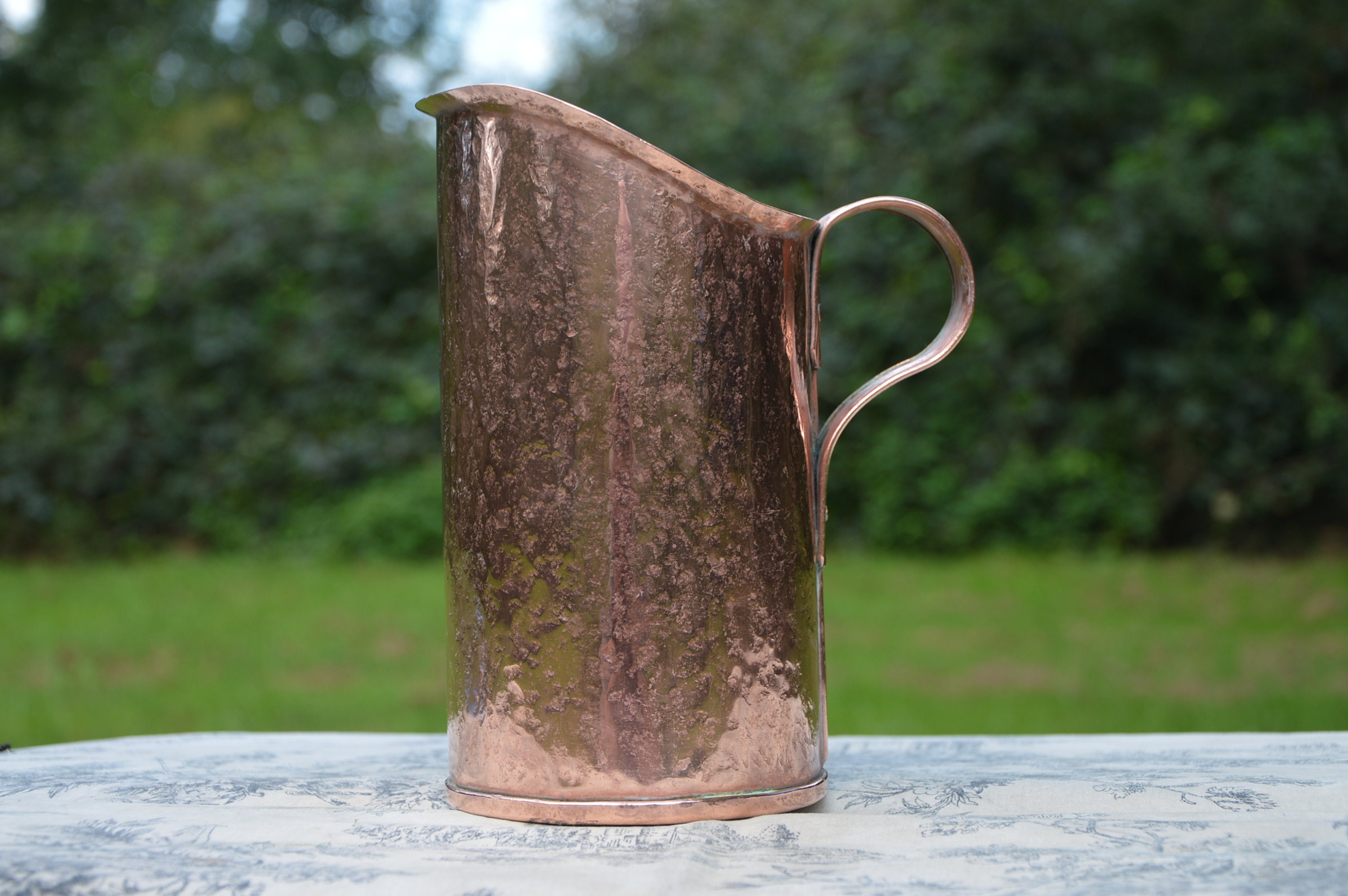 Vintage French Copper Jug Utensil Holder Copper Pitcher Solid Copper