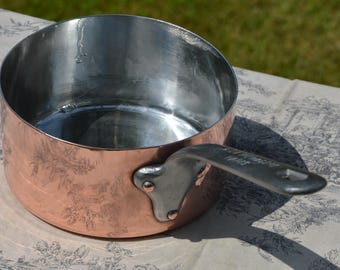 A La Menagere Copper Saucepan 16cm 6 1/4" Antique French Professional 1.5mm Forged Iron Handle New In House Tin Lined