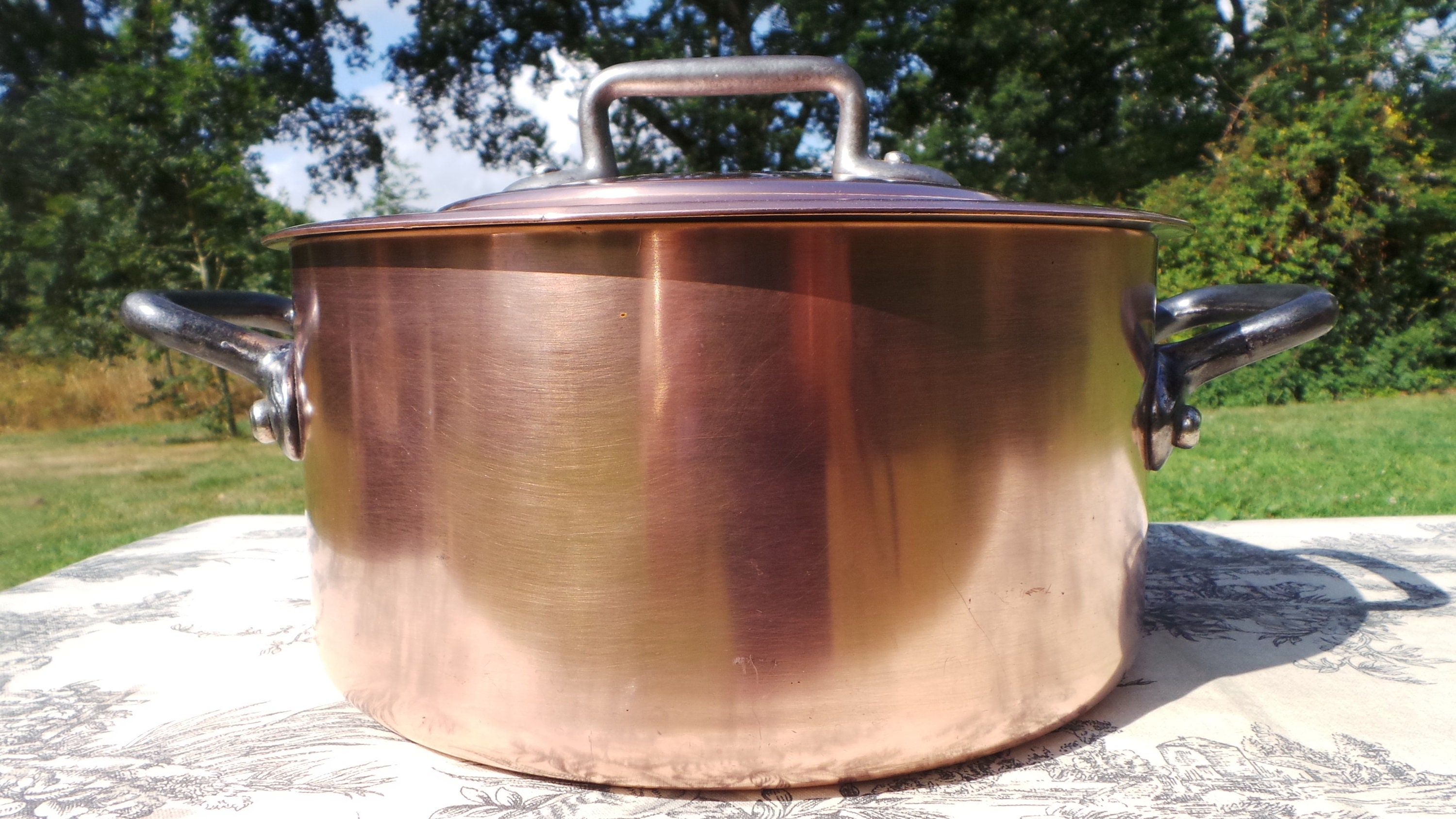 Copper Rondeau Pot W/ Handles