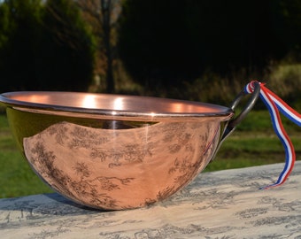 New NKC Copper Mixing Bowl 20 cm 8" Cul de Poule Normandy Kitchen Copper Bol New Traditionally Made Copper 20cm 1.2mm Fixed Iron Ring Handle