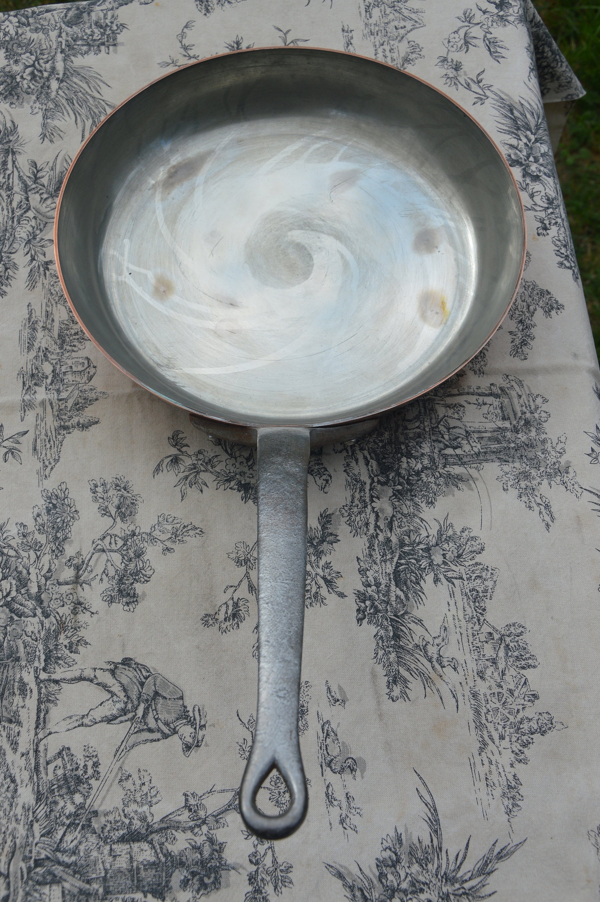 Vintage 1.9mm Copper Frying Pan Copper Saute Iron Handle Professonal